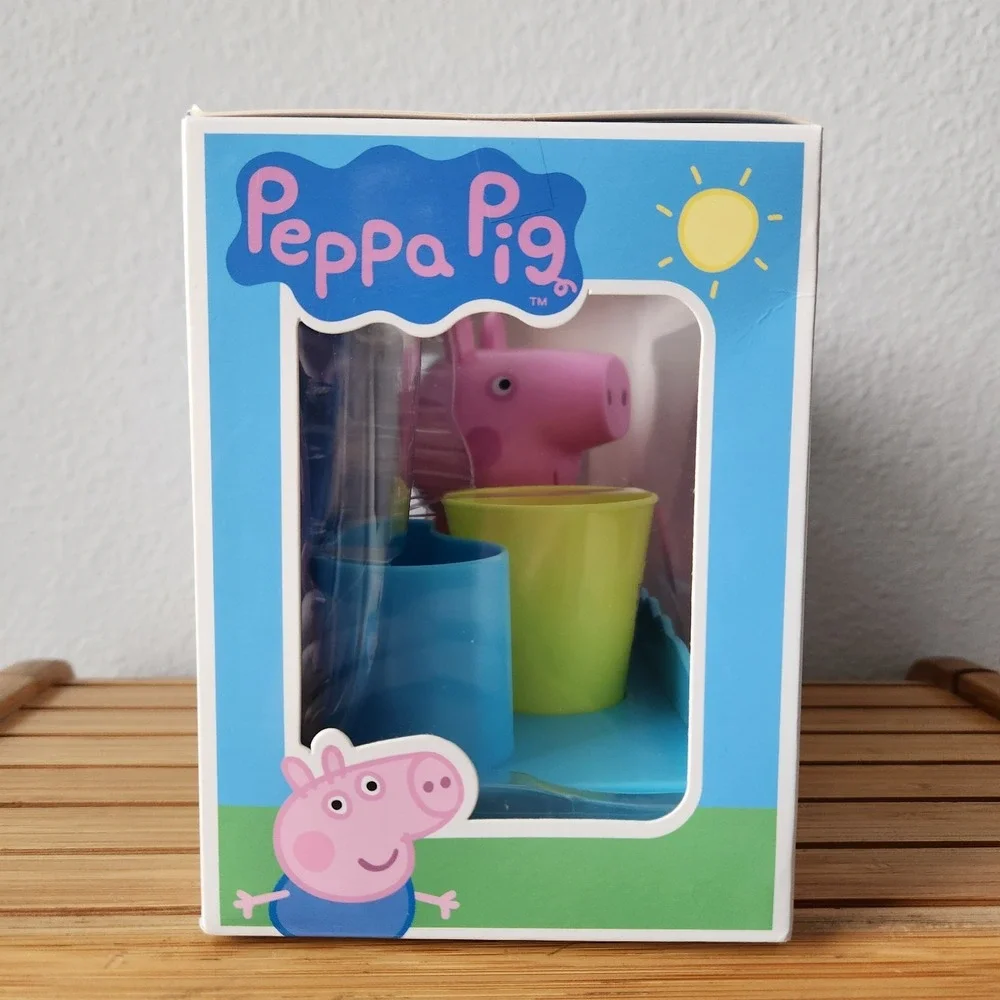 Hasbro Peppa Pig Great Smile Set Toothbrush Holder And Rinse Cup 3 Piece Set NEW